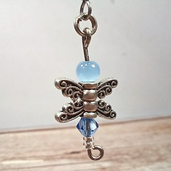 Blue Crystal Dragonfly Dangle Earrings - Picture 8 of 9